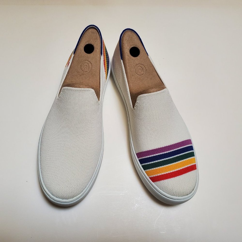 Rothy’s Rainbow Slip-On White Sneakers - Size 10 NWOB - Limited Edition